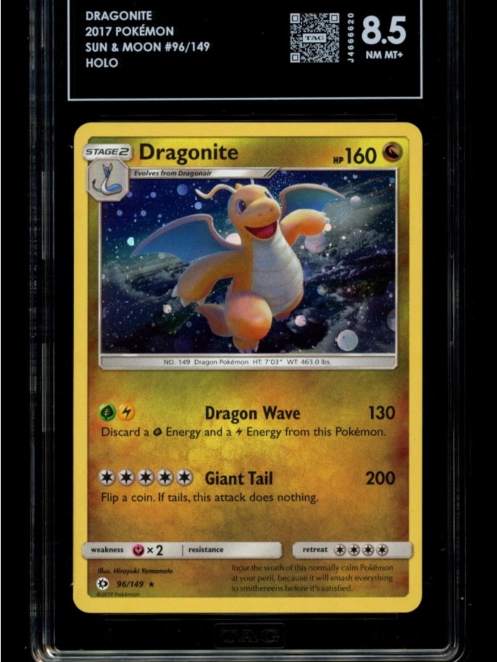 Pokemon Dragonite TAG 8.5 096/149 Cosmos Holo POP 5 RANKED 1ST